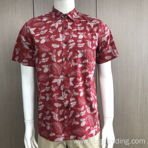 Men's 100%cotton print short sleeve shirt
